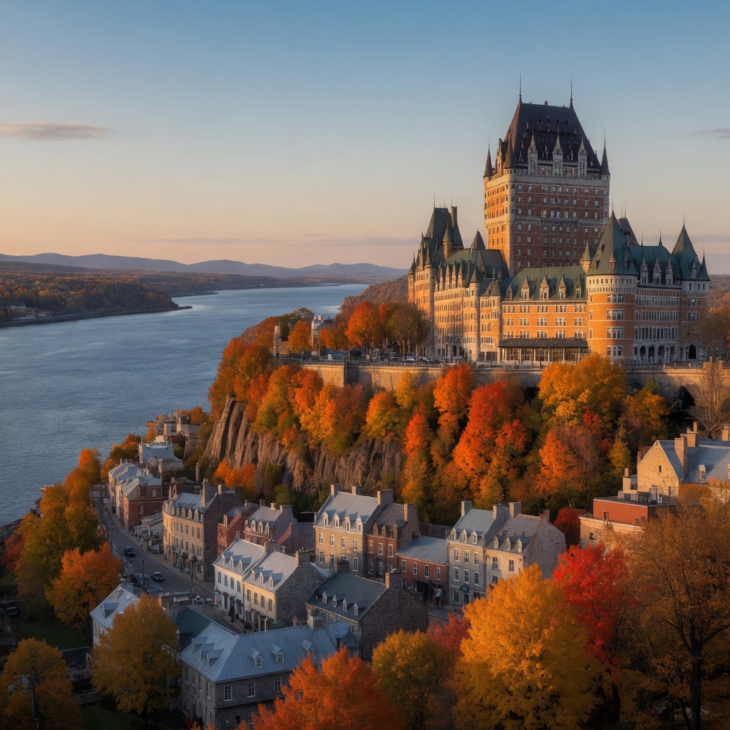Château Frontenac et le Vieux-Québec surplombant le Saint-Laurent